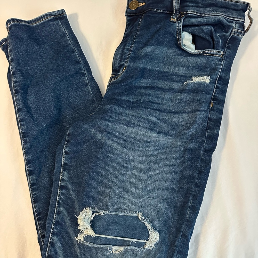 American Eagle Outfitters Blue Skinny Jeans Distressed